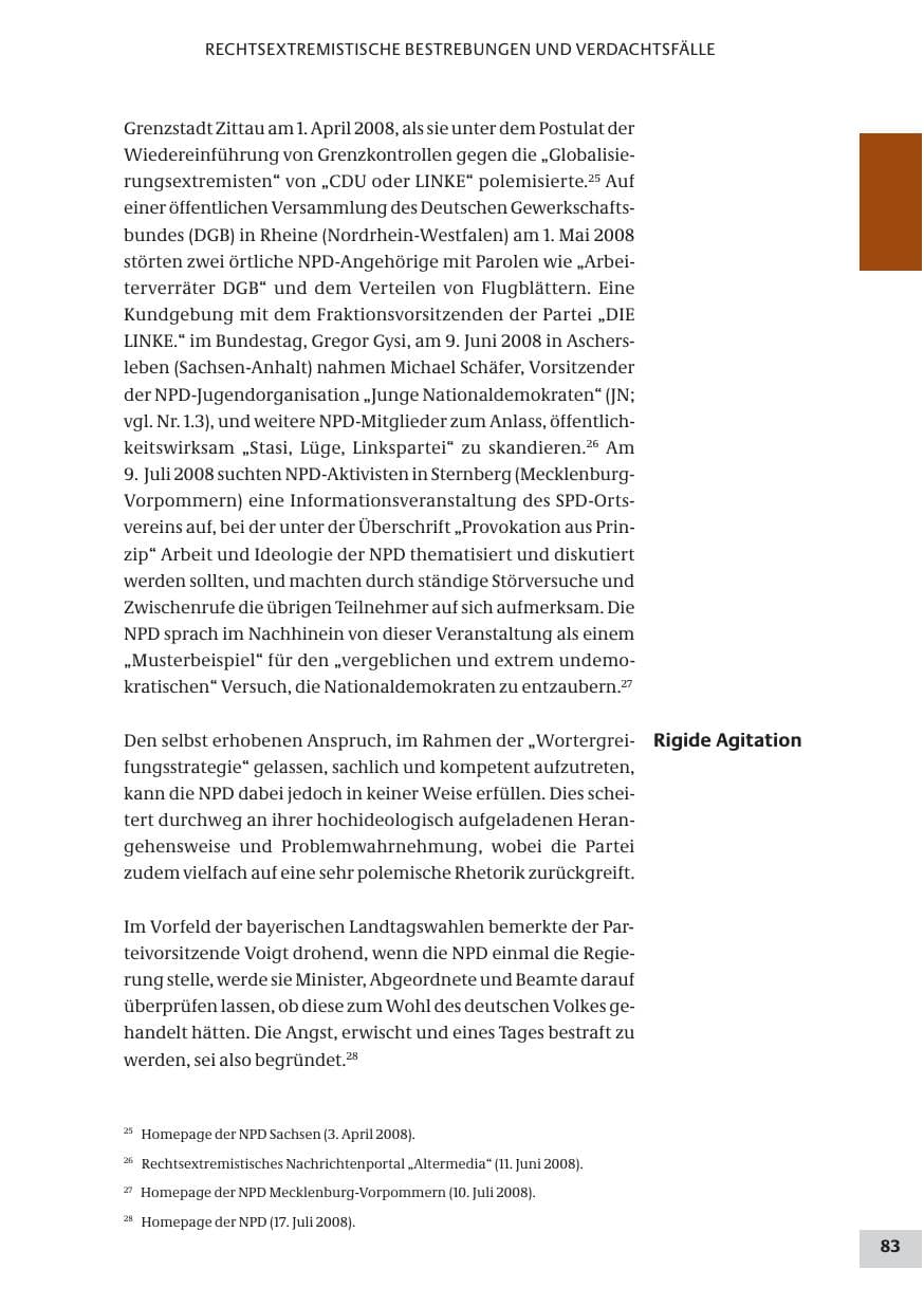 Seite 83 des Verfassungsschutzbericht 2008 Bund