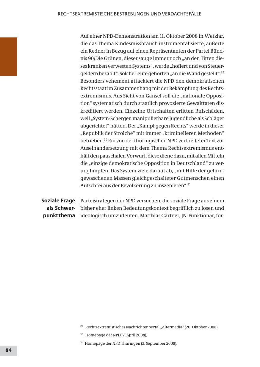 Seite 84 des Verfassungsschutzbericht 2008 Bund
