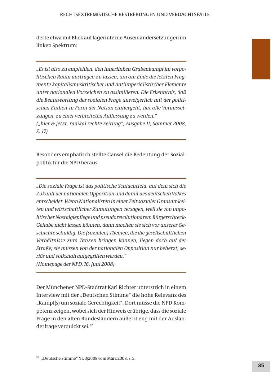 Seite 85 des Verfassungsschutzbericht 2008 Bund