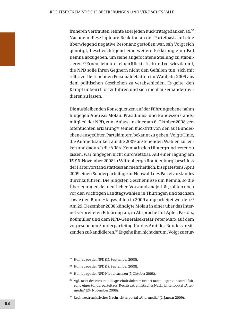 Seite 88 des Verfassungsschutzbericht 2008 Bund