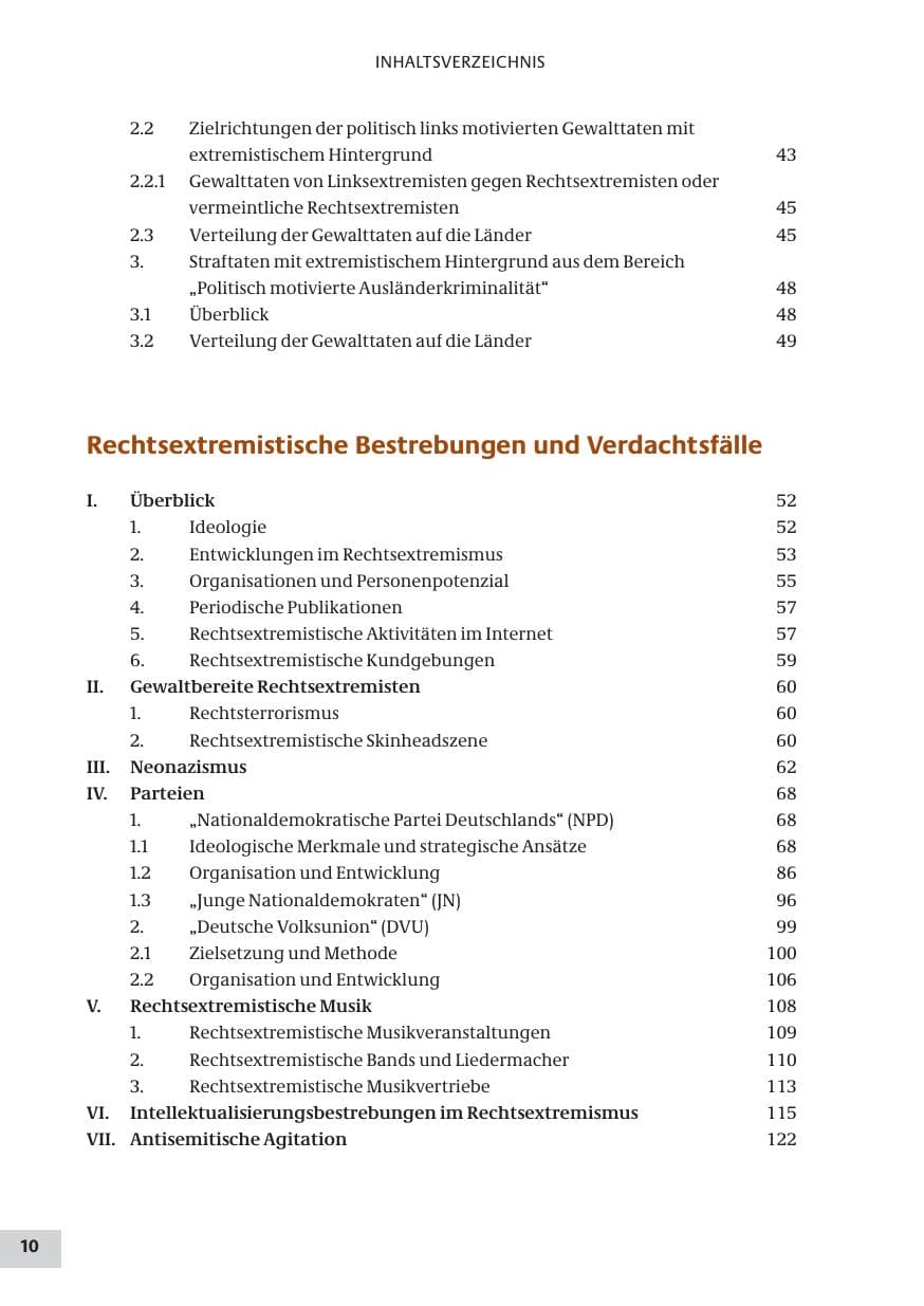 Seite 10 des Verfassungsschutzbericht 2008 Bund