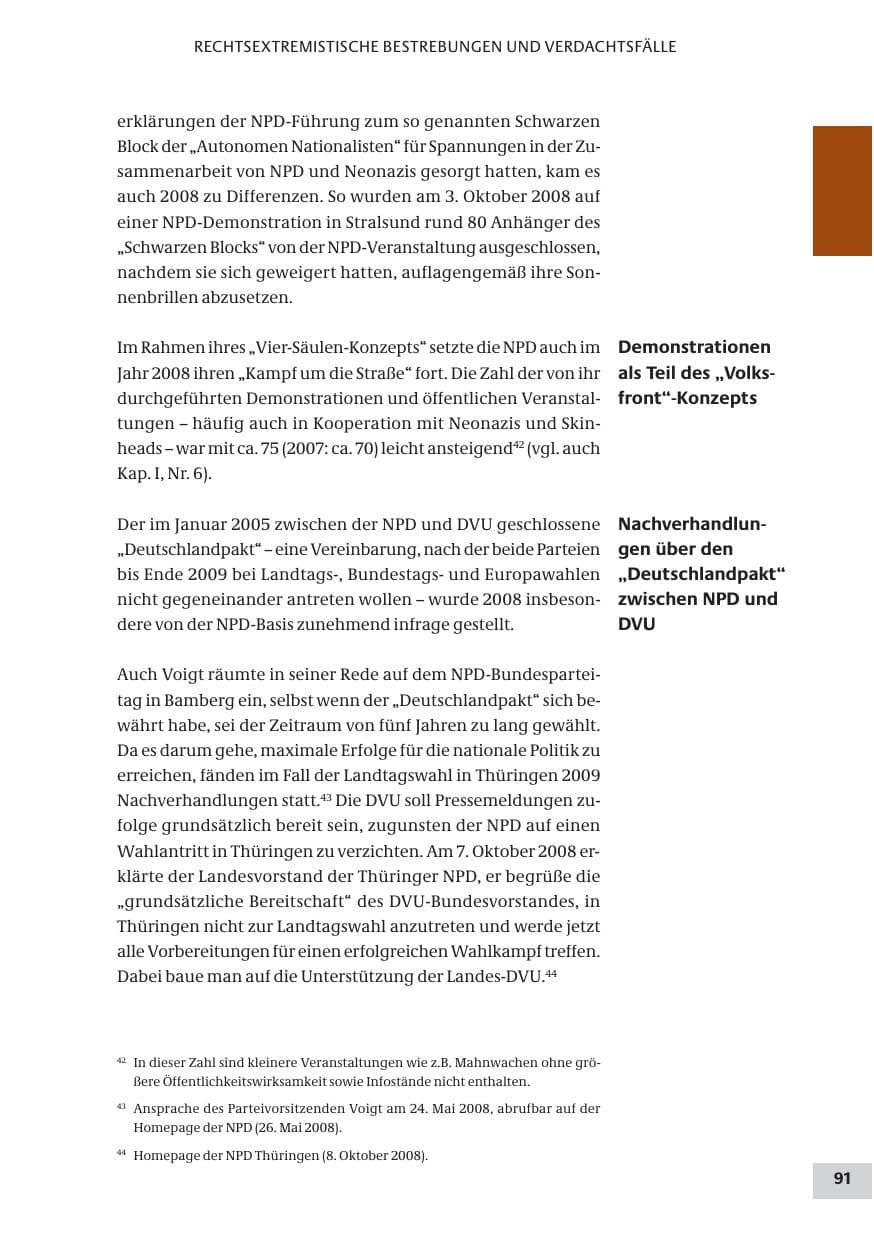 Seite 91 des Verfassungsschutzbericht 2008 Bund