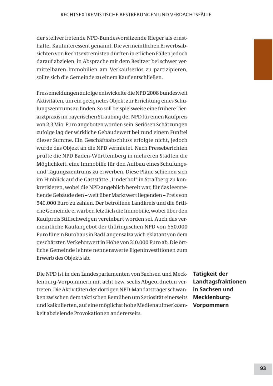 Seite 93 des Verfassungsschutzbericht 2008 Bund