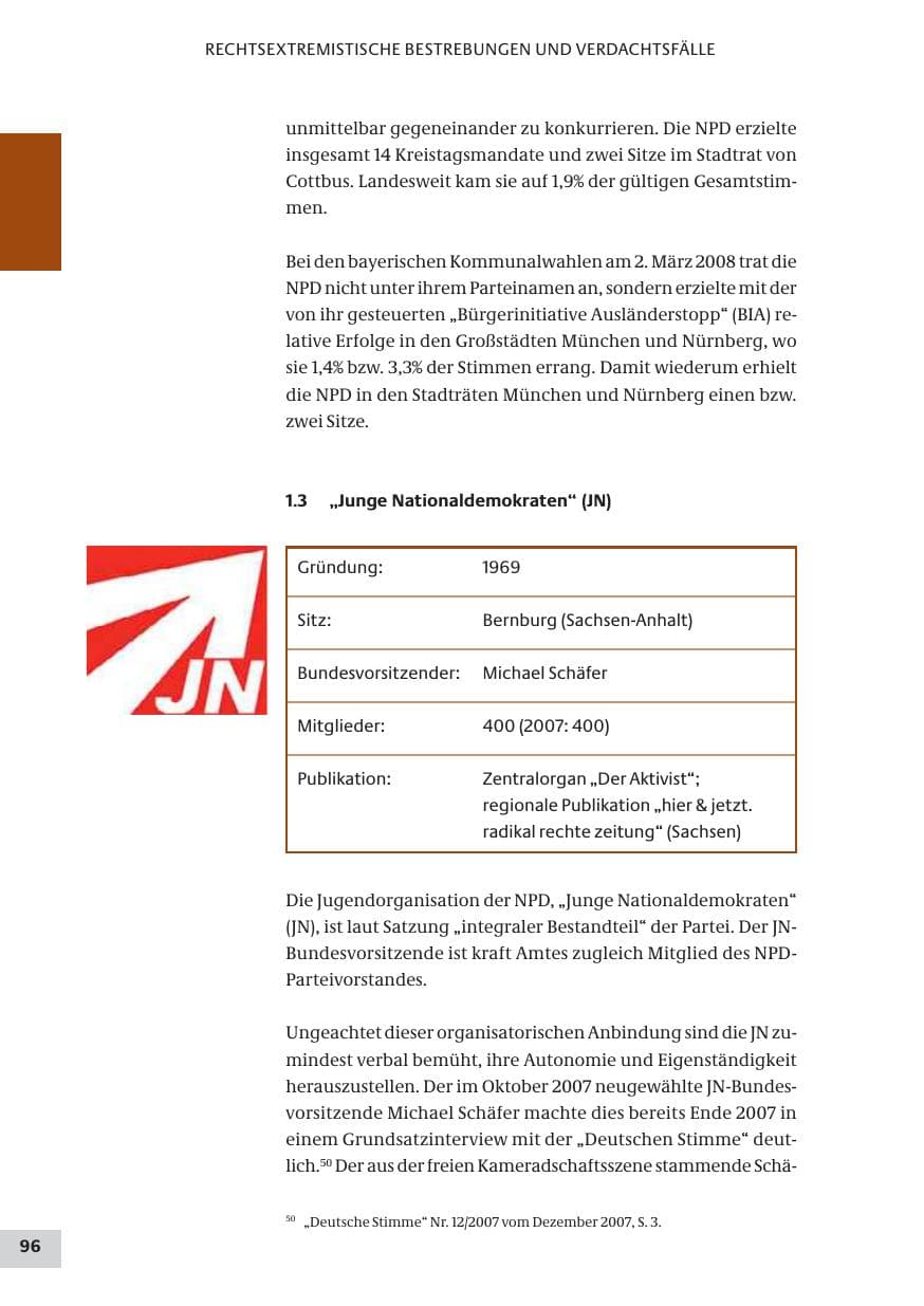 Seite 96 des Verfassungsschutzbericht 2008 Bund