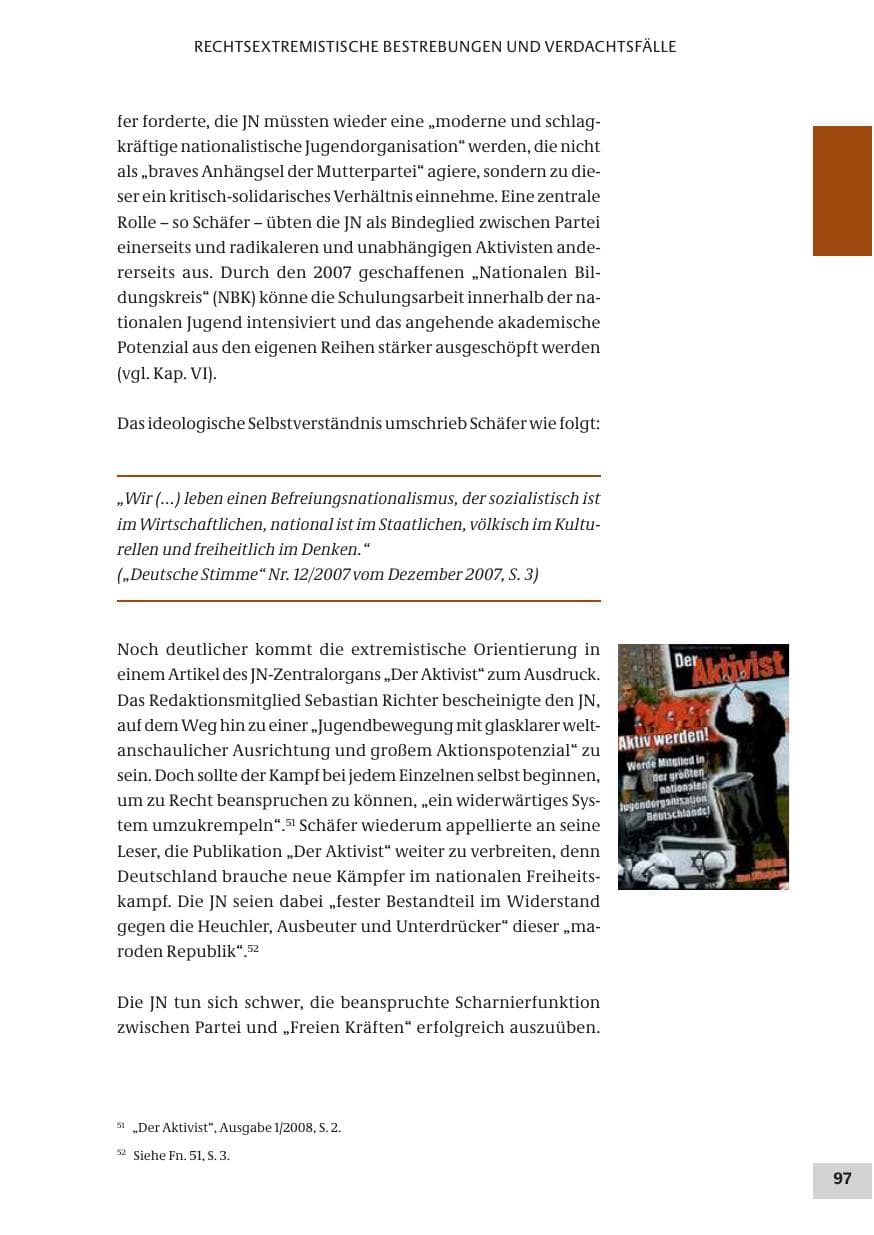 Seite 97 des Verfassungsschutzbericht 2008 Bund