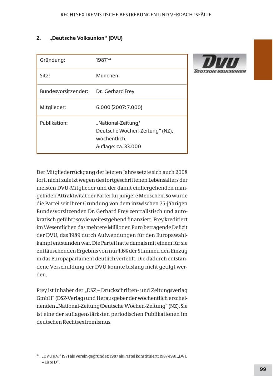 Seite 99 des Verfassungsschutzbericht 2008 Bund