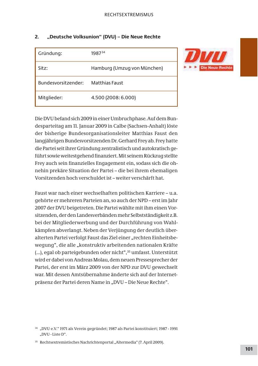 Seite 101 des Verfassungsschutzbericht 2009 Bund
