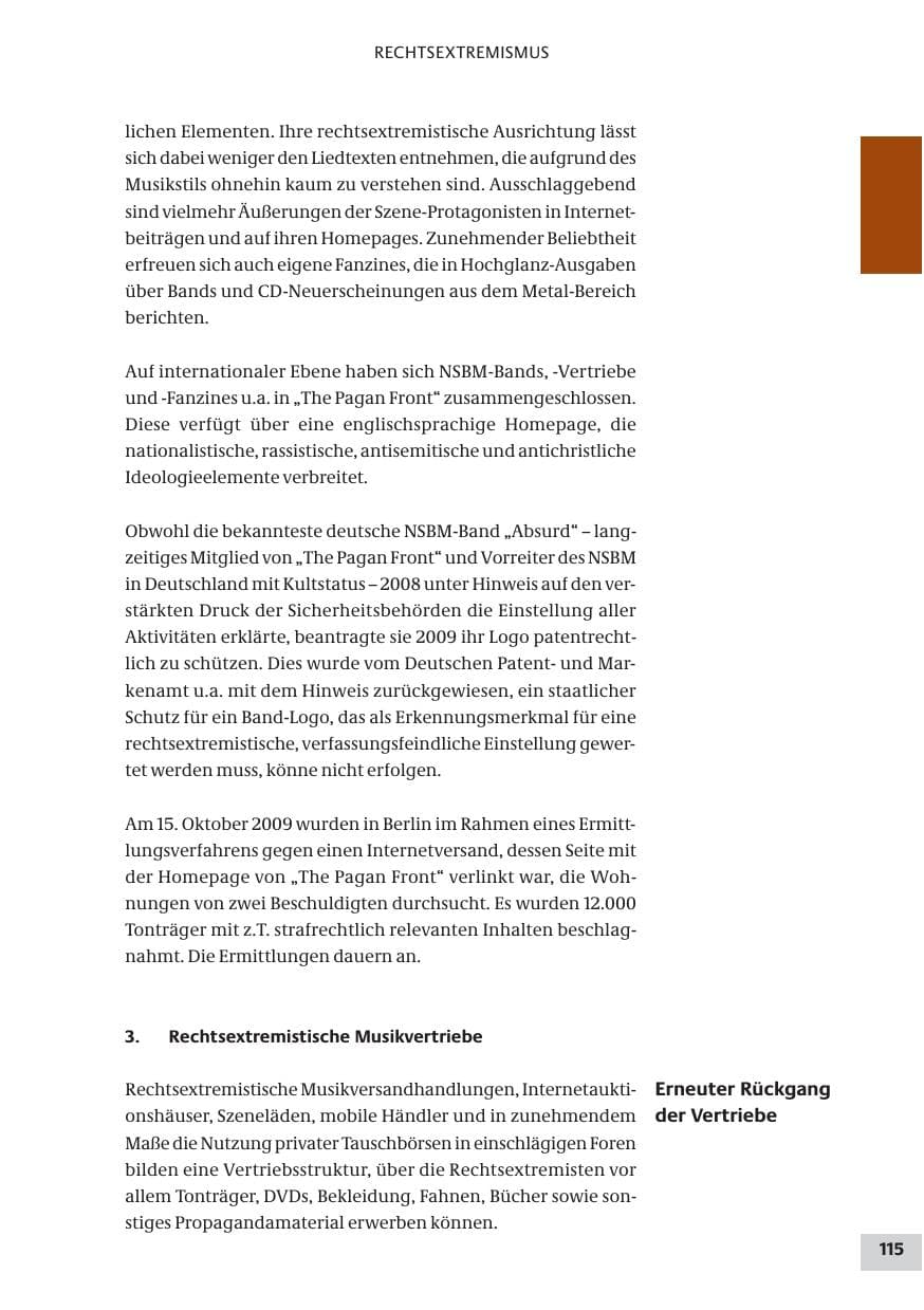Seite 115 des Verfassungsschutzbericht 2009 Bund