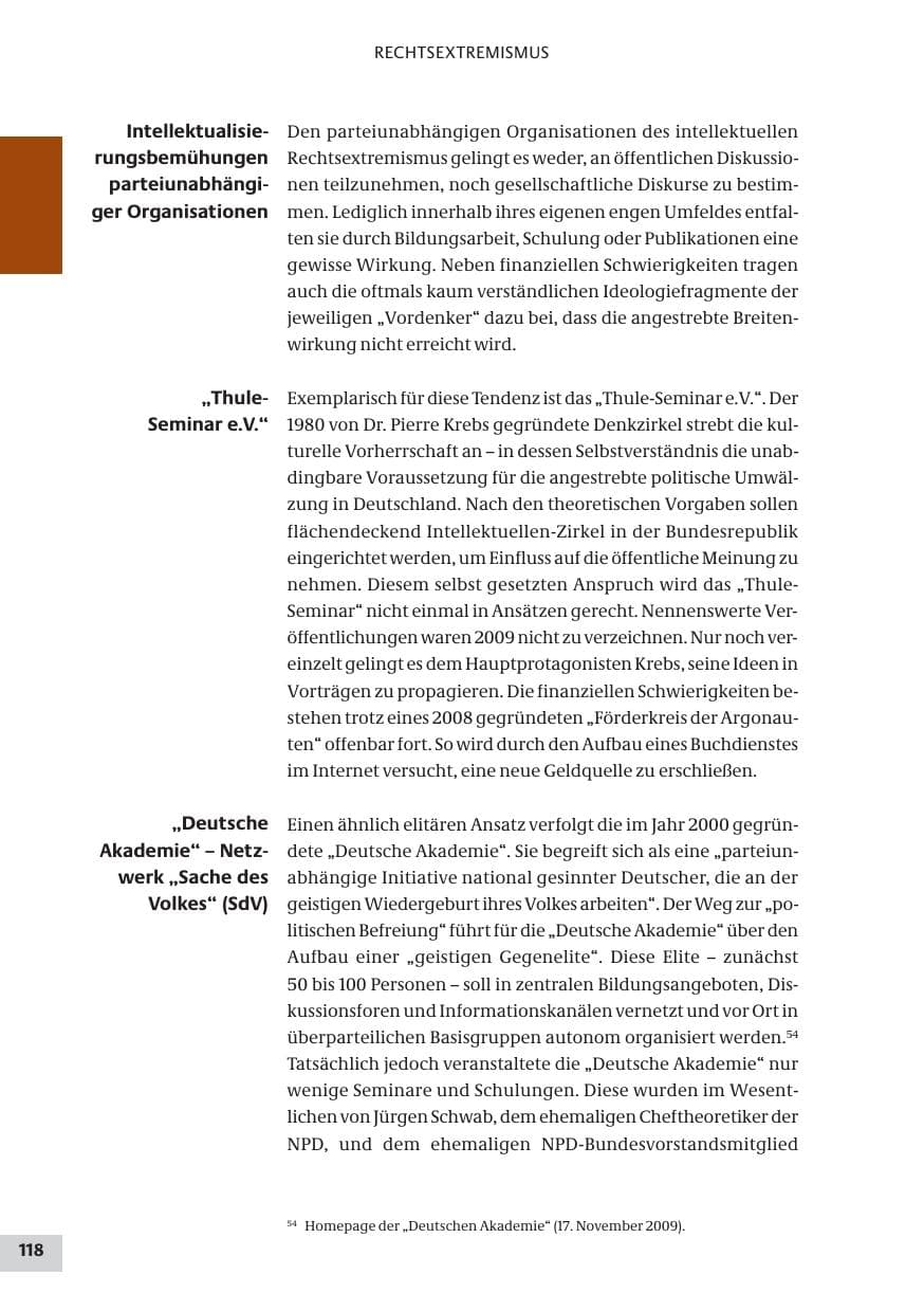 Seite 118 des Verfassungsschutzbericht 2009 Bund