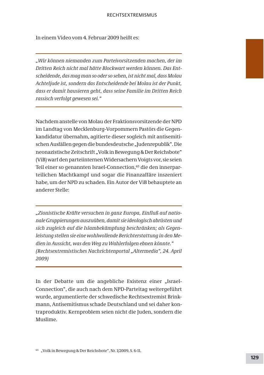 Seite 129 des Verfassungsschutzbericht 2009 Bund