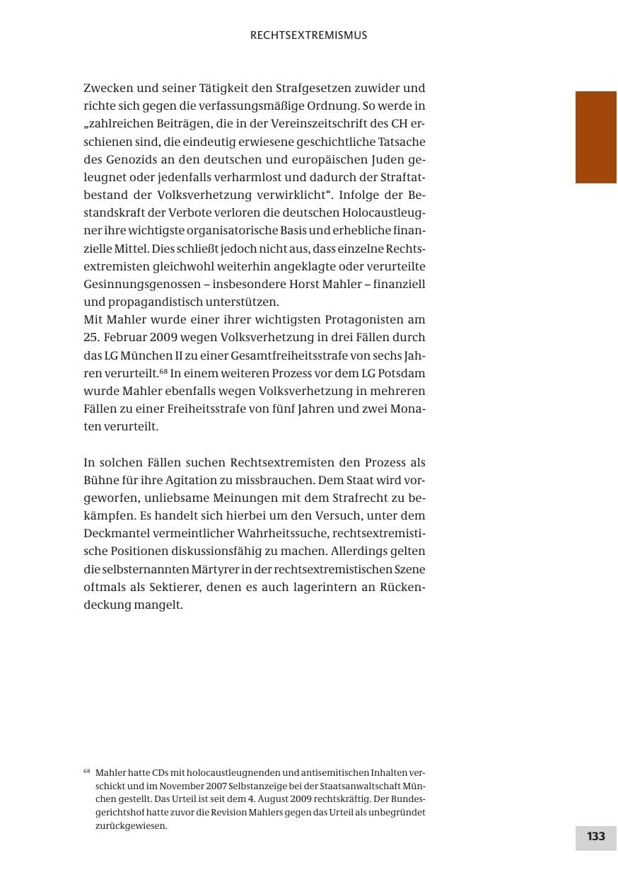 Seite 133 des Verfassungsschutzbericht 2009 Bund