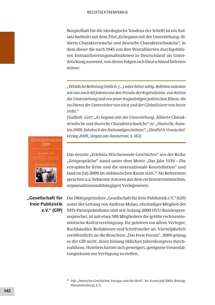 Seite 142 des Verfassungsschutzbericht 2009 Bund