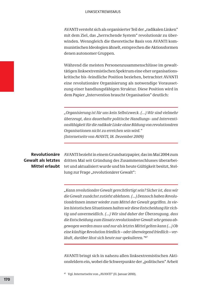 Seite 170 des Verfassungsschutzbericht 2009 Bund
