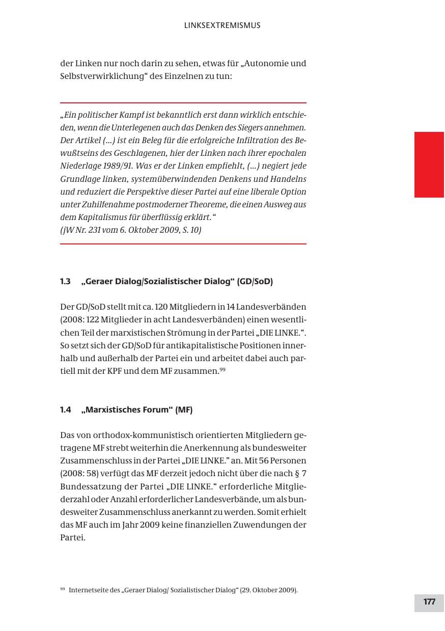 Seite 177 des Verfassungsschutzbericht 2009 Bund