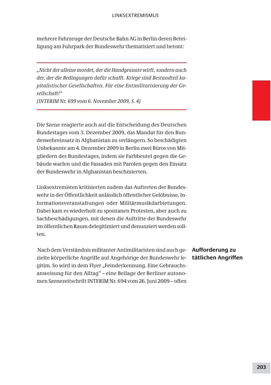 Seite 203 des Verfassungsschutzbericht 2009 Bund