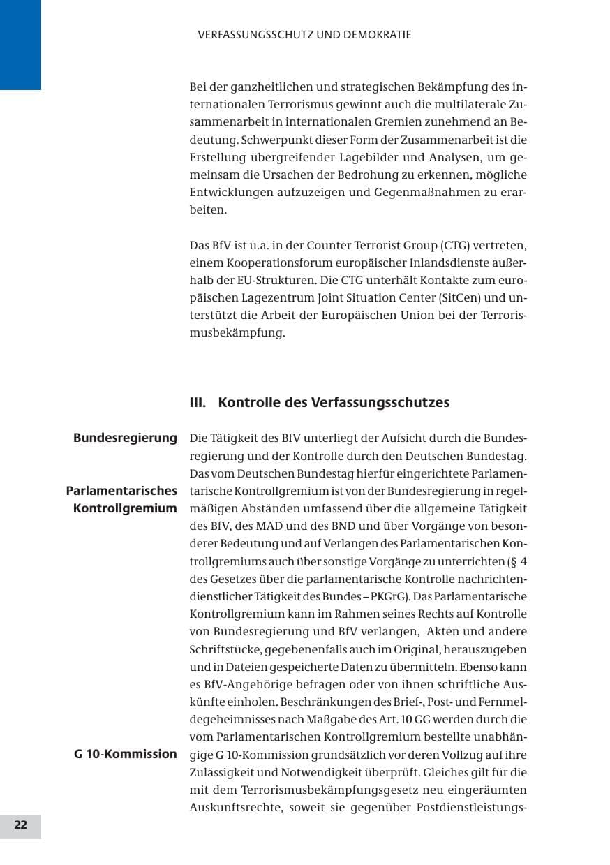Seite 22 des Verfassungsschutzbericht 2009 Bund