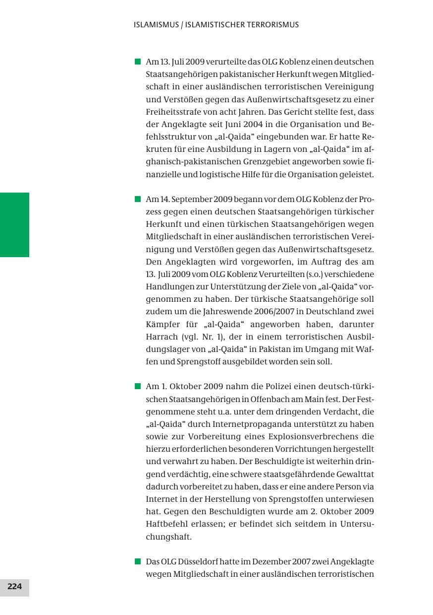 Seite 224 des Verfassungsschutzbericht 2009 Bund