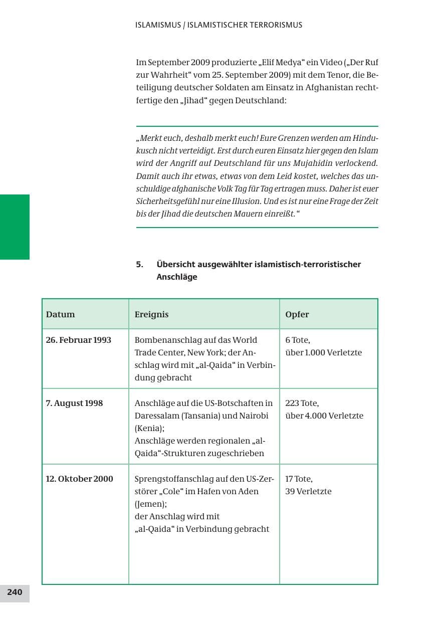 Seite 240 des Verfassungsschutzbericht 2009 Bund