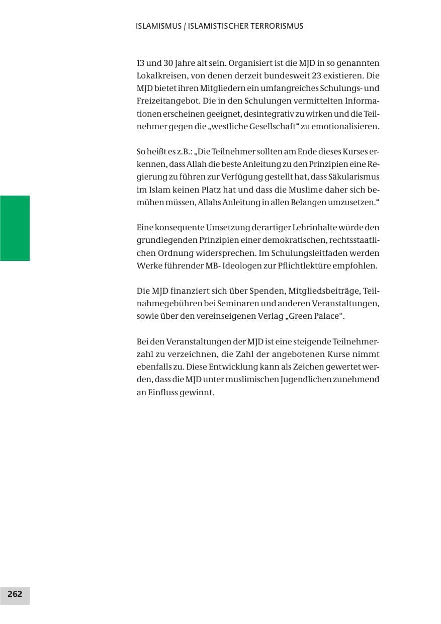 Seite 262 des Verfassungsschutzbericht 2009 Bund