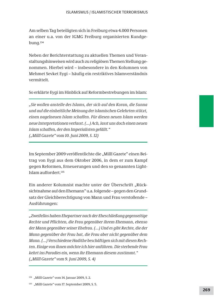 Seite 269 des Verfassungsschutzbericht 2009 Bund