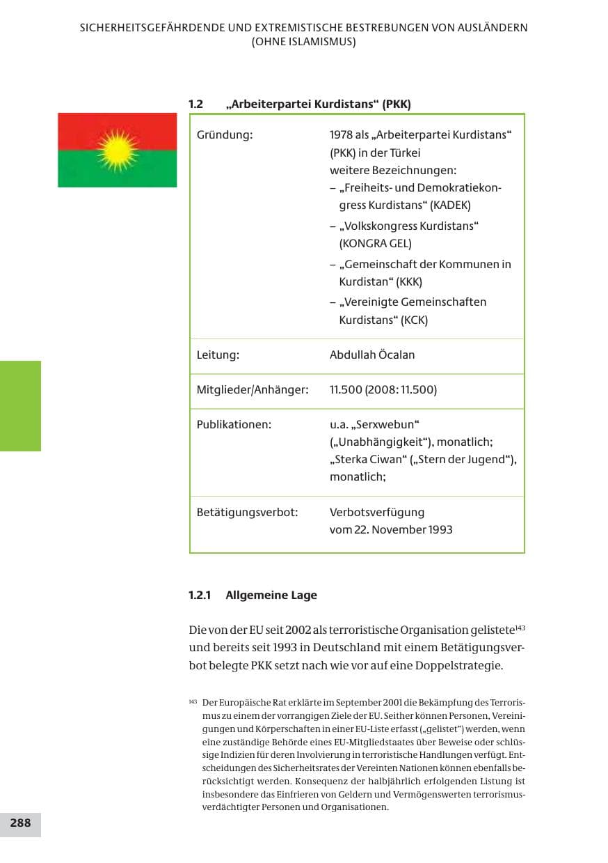 Seite 288 des Verfassungsschutzbericht 2009 Bund
