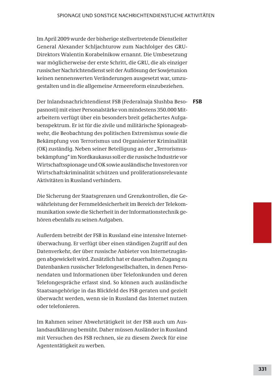 Seite 331 des Verfassungsschutzbericht 2009 Bund