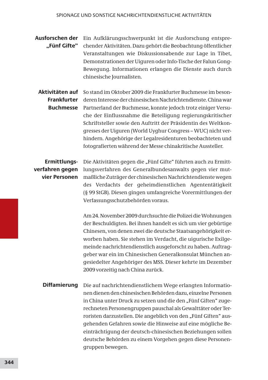 Seite 344 des Verfassungsschutzbericht 2009 Bund