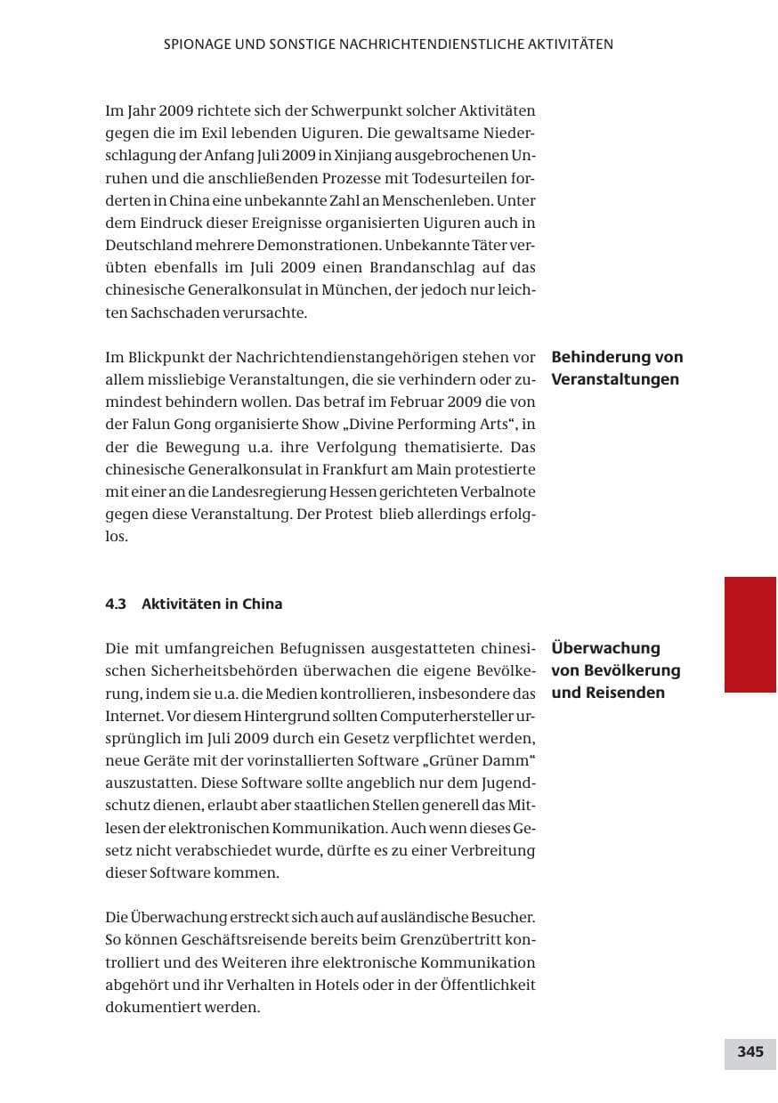 Seite 345 des Verfassungsschutzbericht 2009 Bund