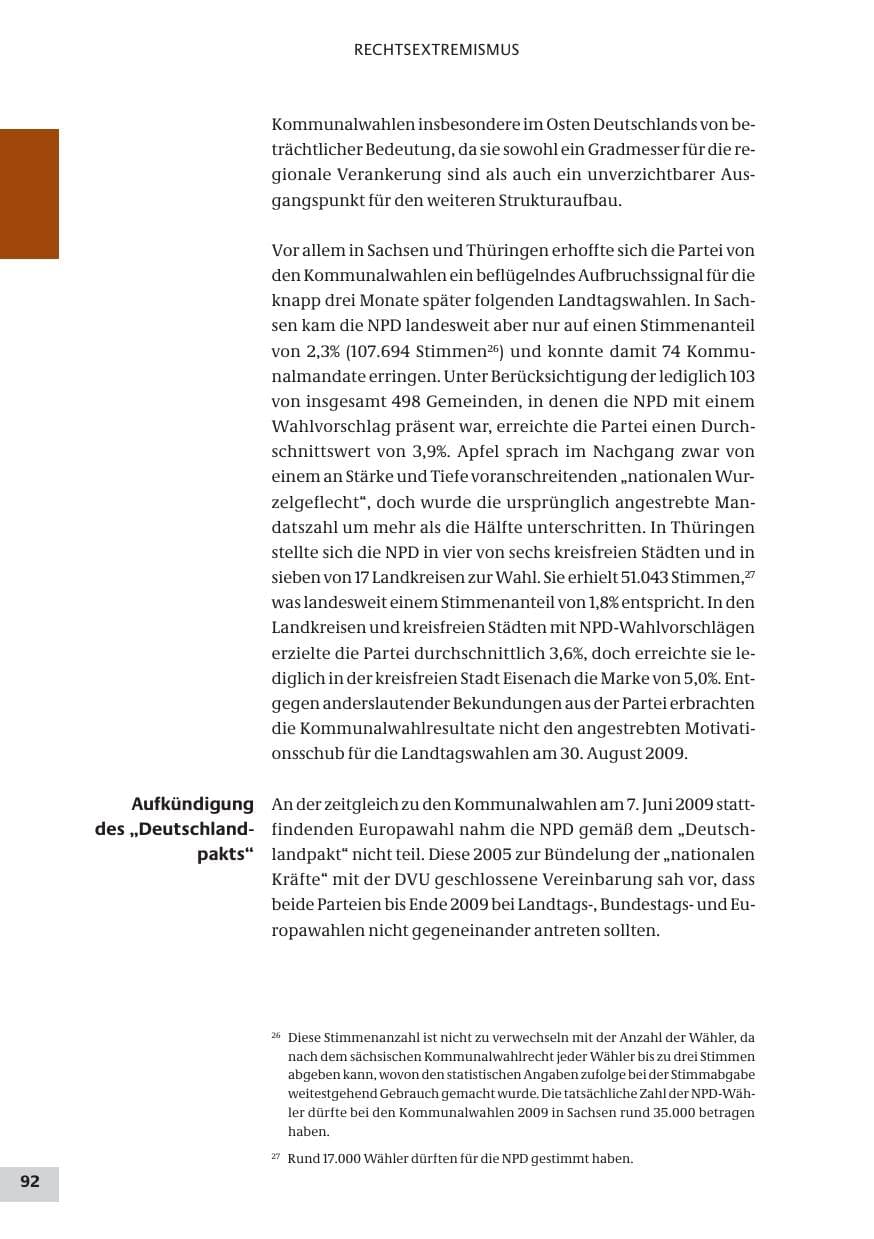 Seite 92 des Verfassungsschutzbericht 2009 Bund