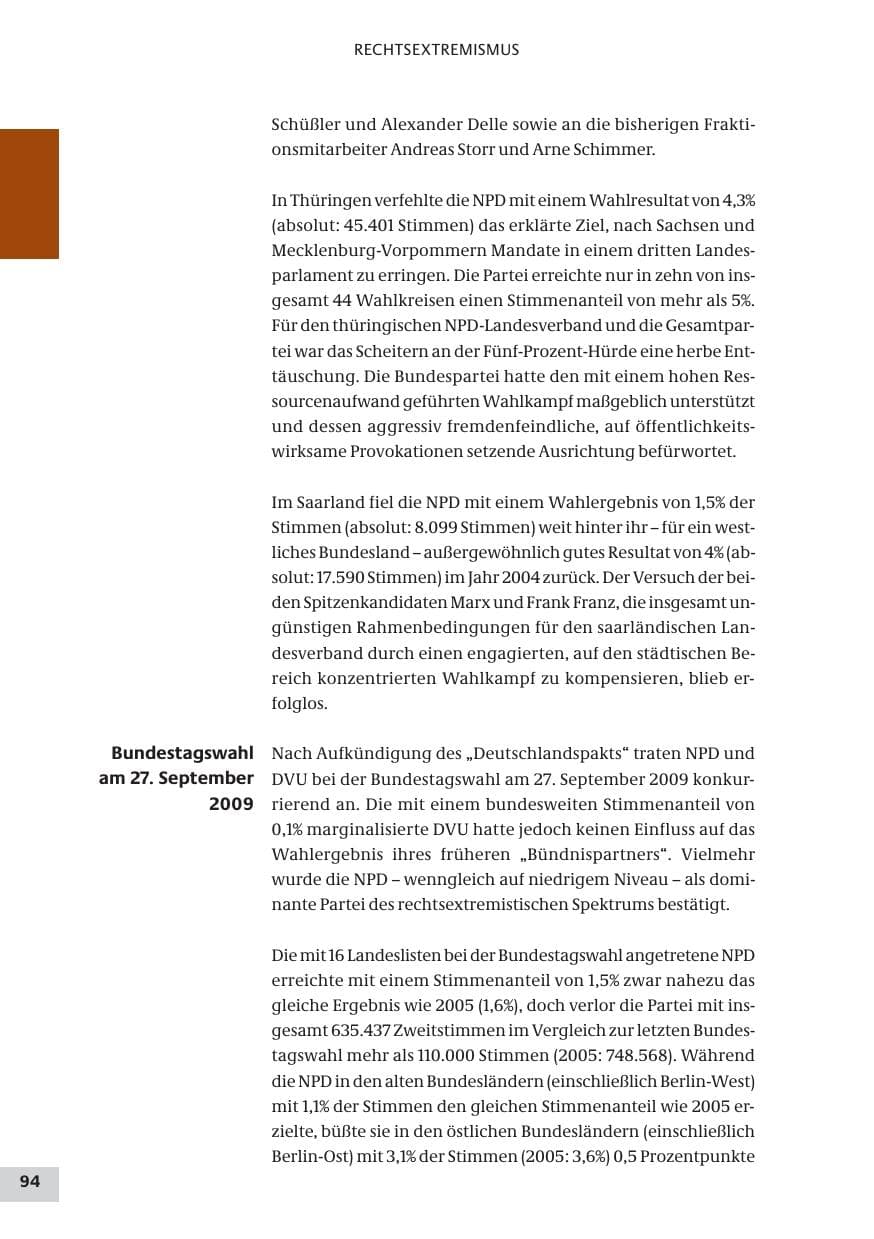 Seite 94 des Verfassungsschutzbericht 2009 Bund
