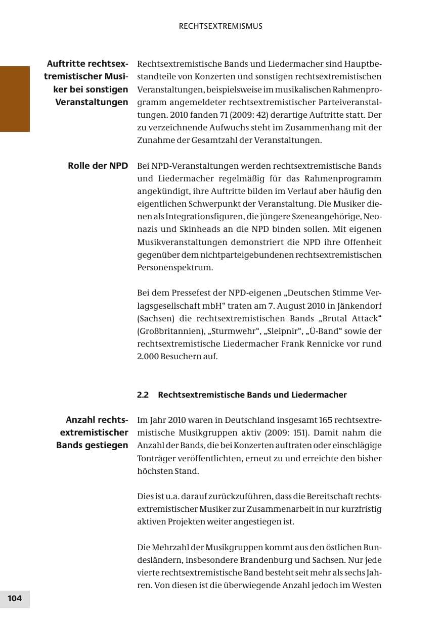 Seite 104 des Verfassungsschutzbericht 2010 Bund