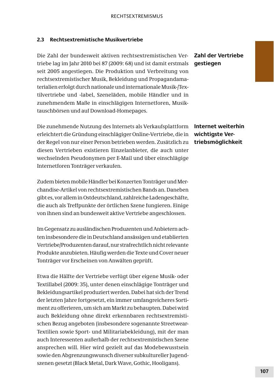 Seite 107 des Verfassungsschutzbericht 2010 Bund