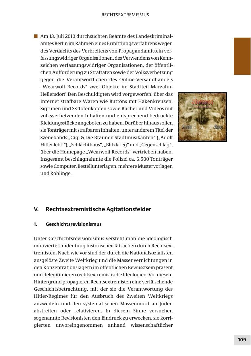 Seite 109 des Verfassungsschutzbericht 2010 Bund