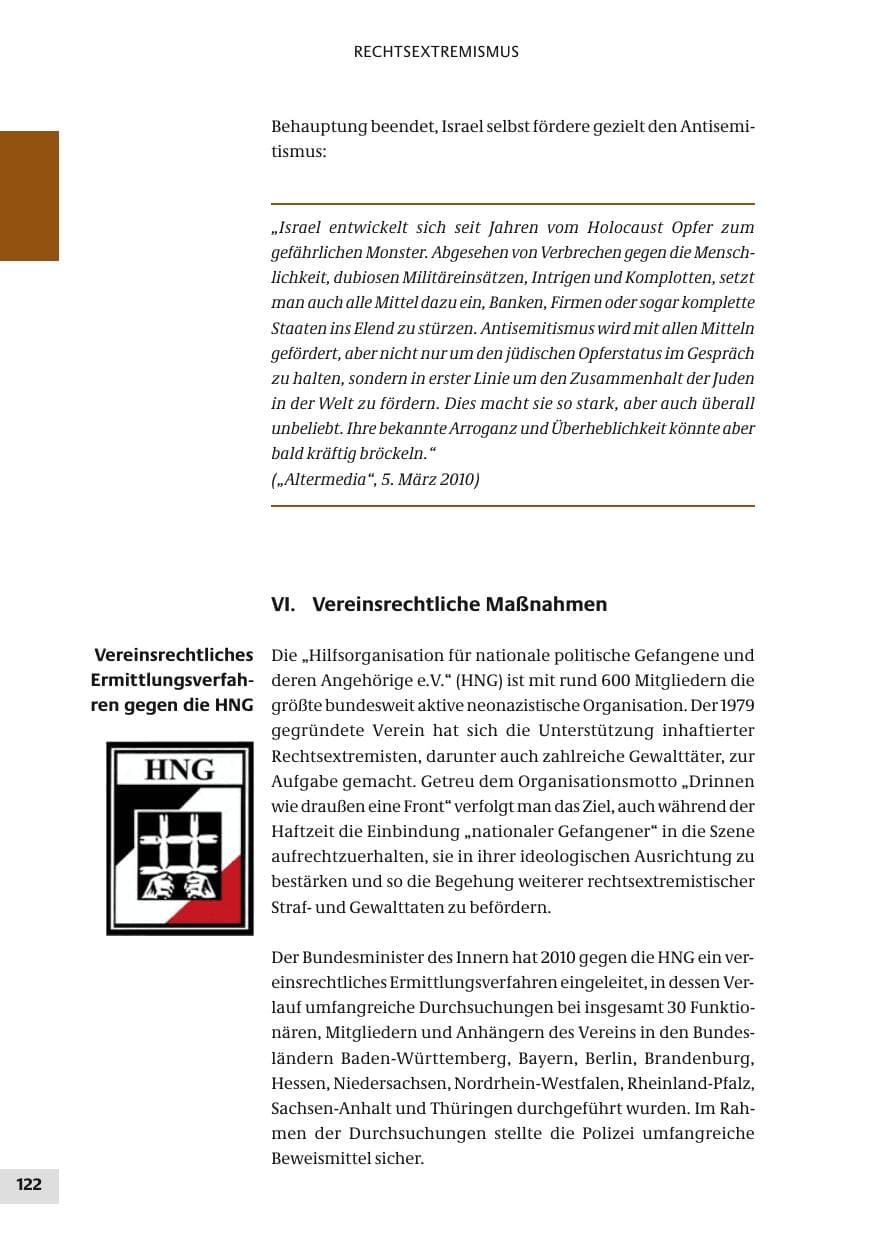 Seite 122 des Verfassungsschutzbericht 2010 Bund