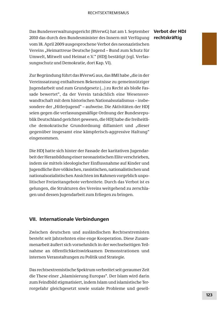 Seite 123 des Verfassungsschutzbericht 2010 Bund
