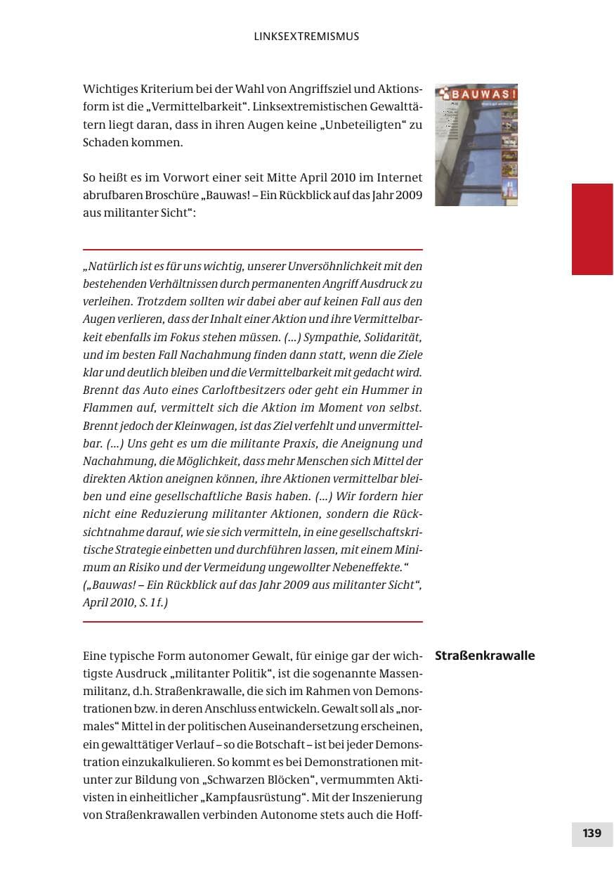 Seite 139 des Verfassungsschutzbericht 2010 Bund
