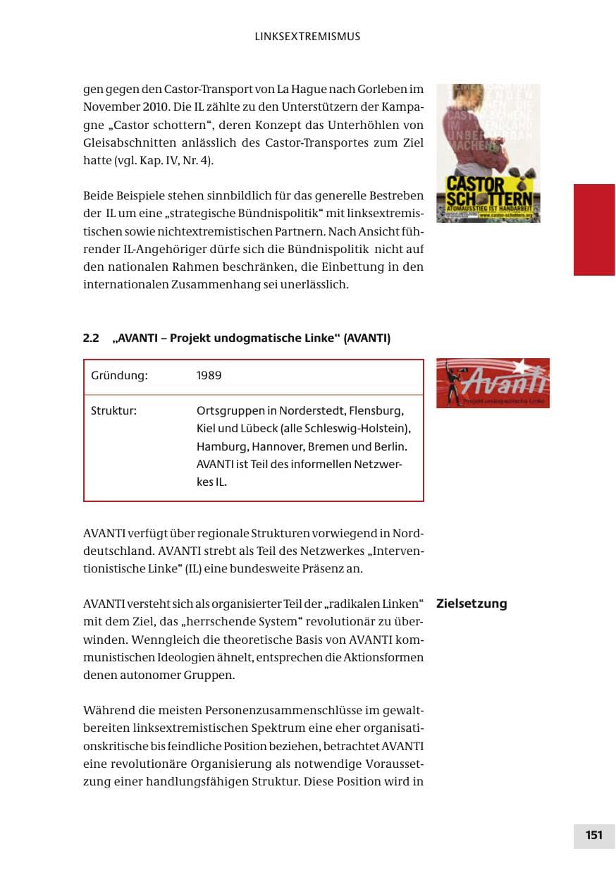 Seite 151 des Verfassungsschutzbericht 2010 Bund