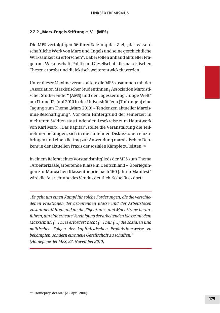 Seite 175 des Verfassungsschutzbericht 2010 Bund