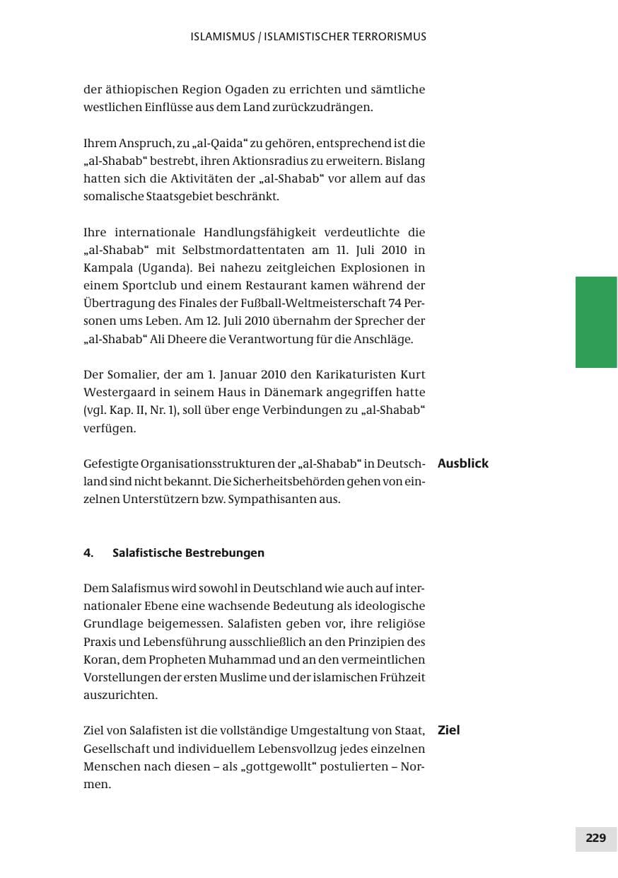 Seite 229 des Verfassungsschutzbericht 2010 Bund