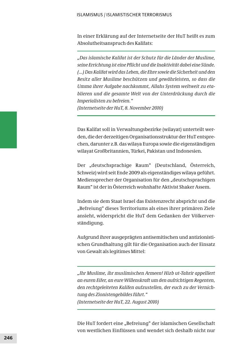 Seite 246 des Verfassungsschutzbericht 2010 Bund