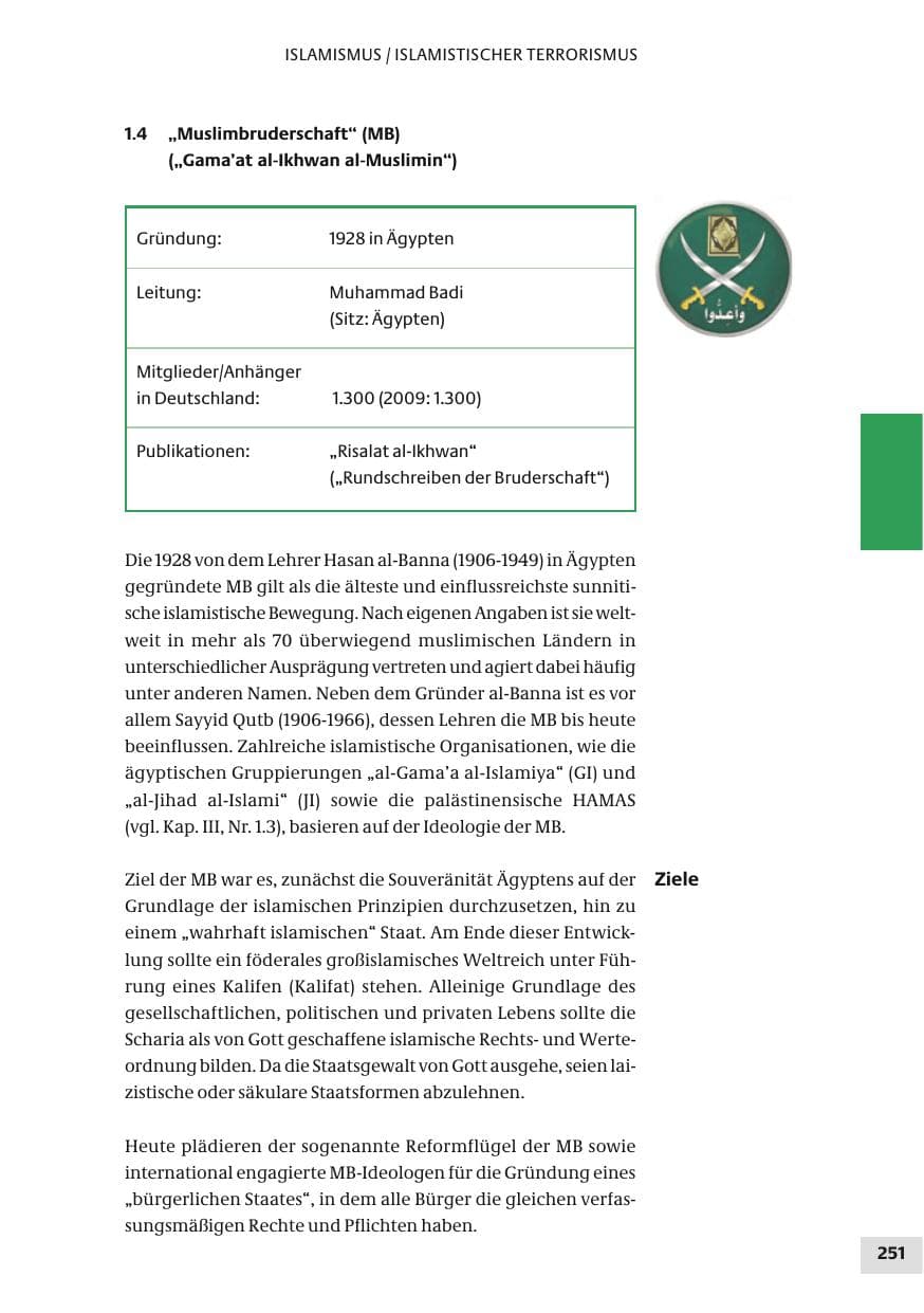 Seite 251 des Verfassungsschutzbericht 2010 Bund