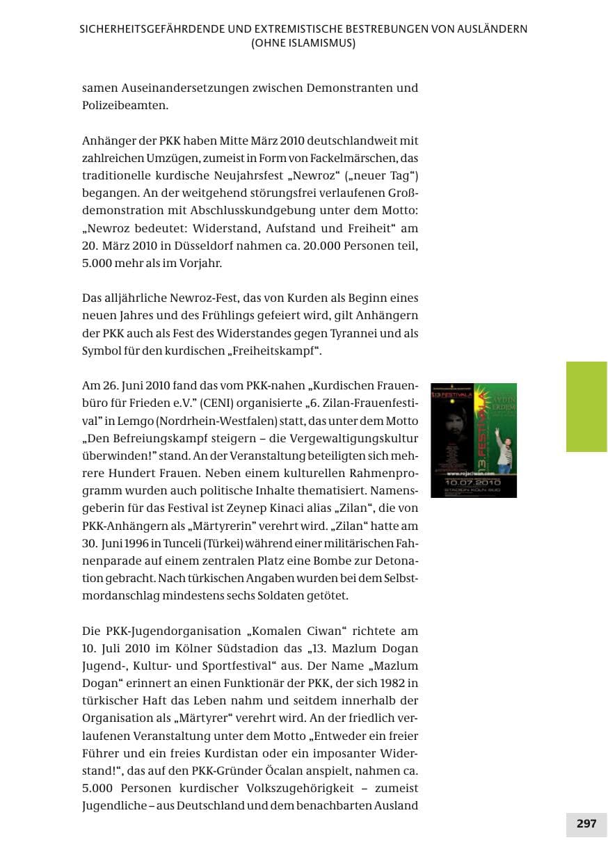 Seite 297 des Verfassungsschutzbericht 2010 Bund