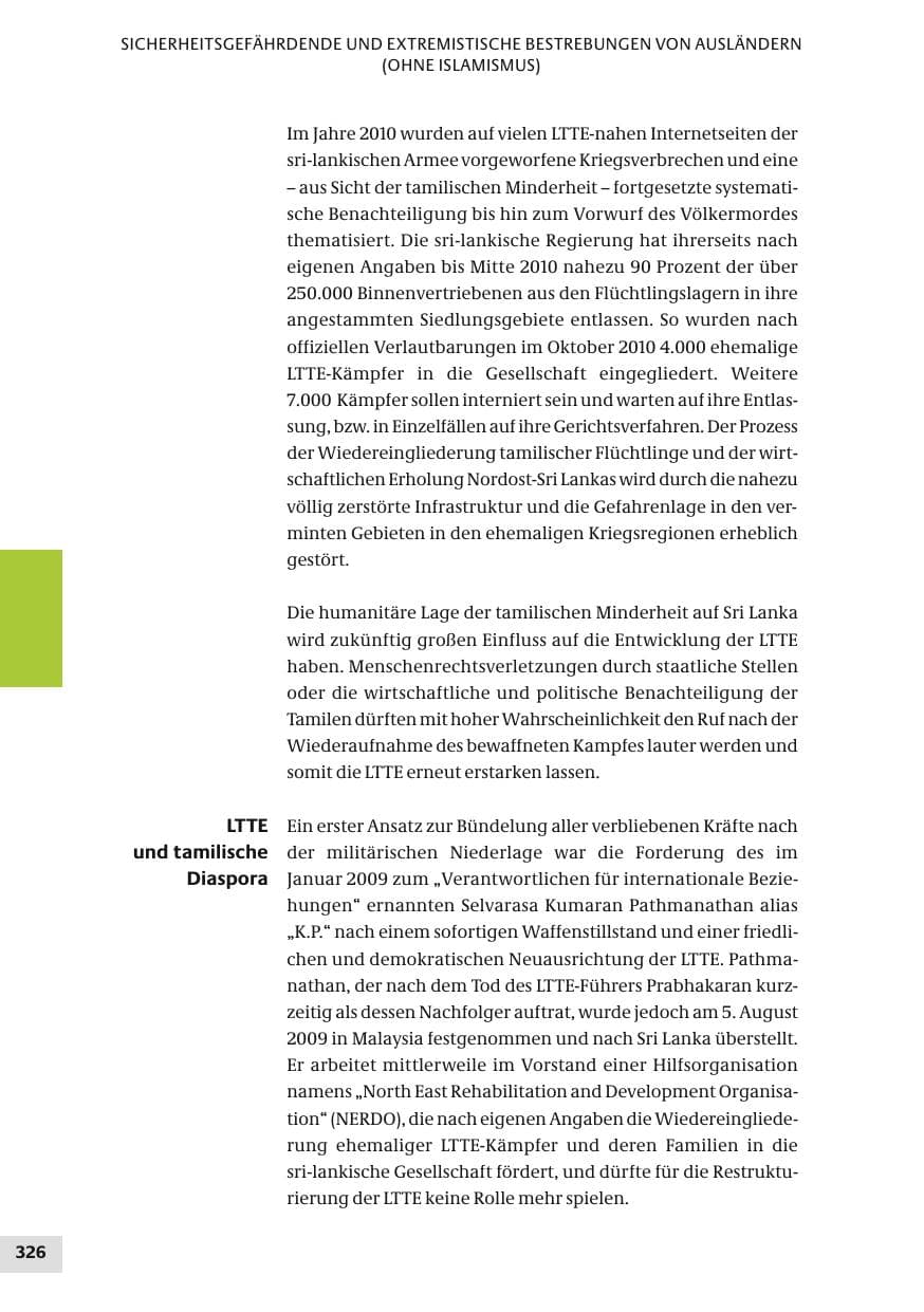 Seite 326 des Verfassungsschutzbericht 2010 Bund