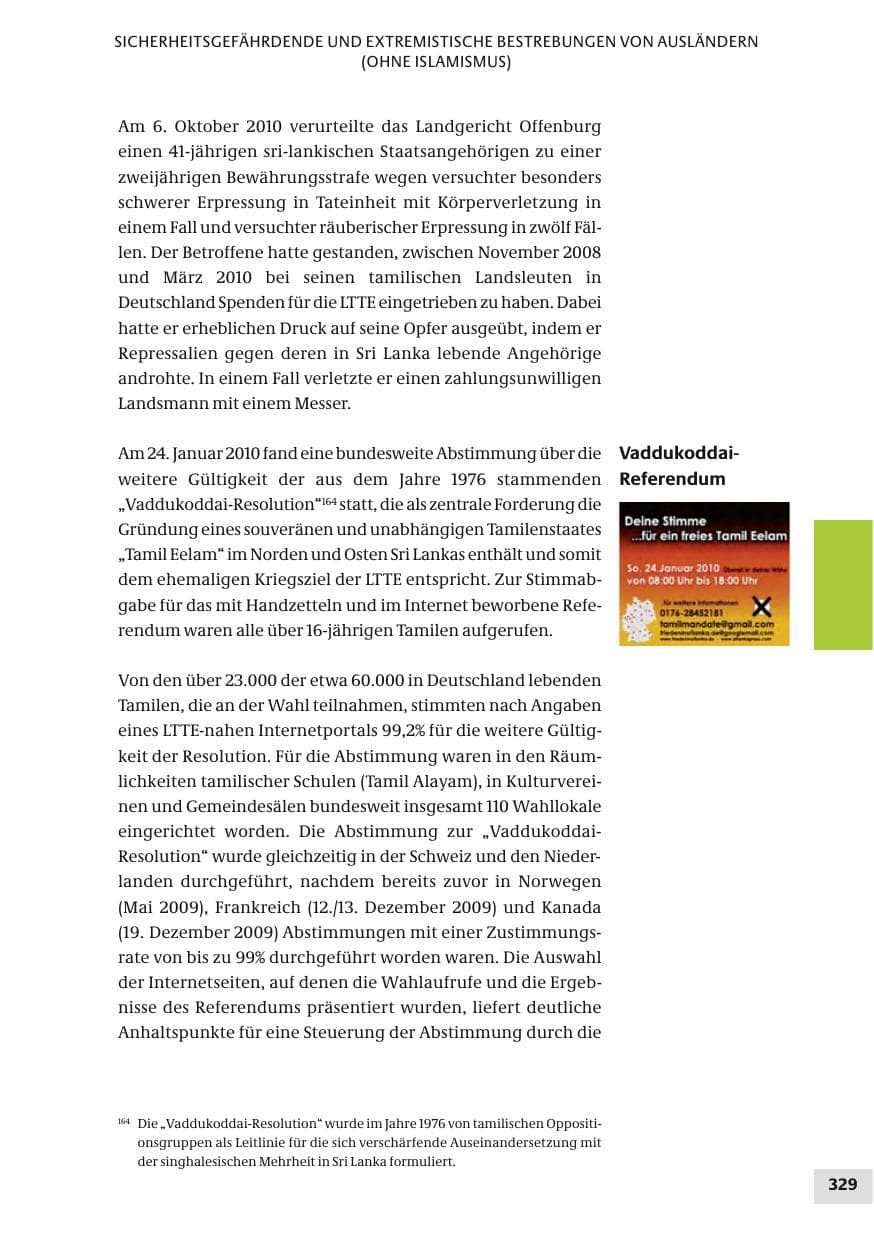 Seite 329 des Verfassungsschutzbericht 2010 Bund