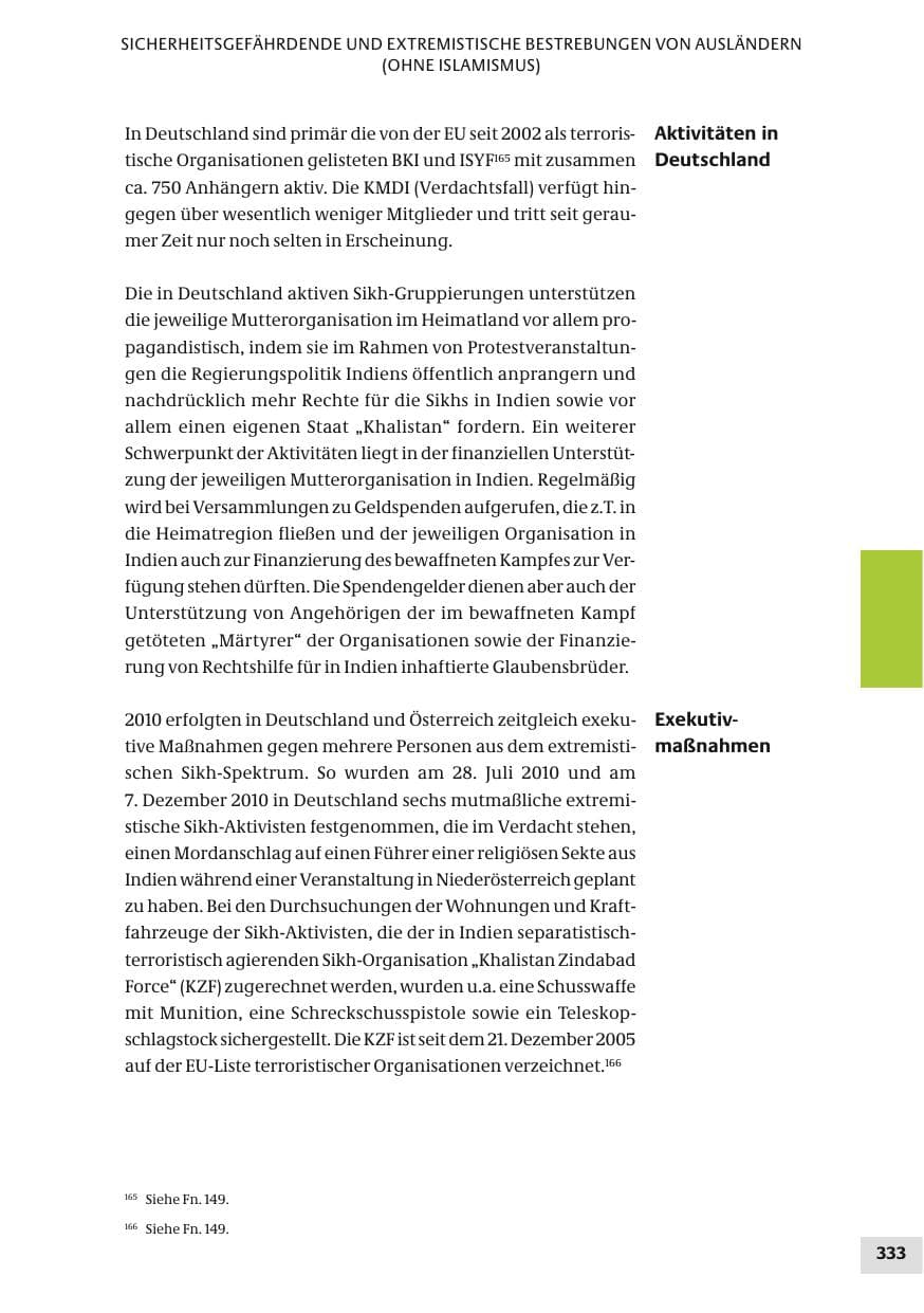 Seite 333 des Verfassungsschutzbericht 2010 Bund