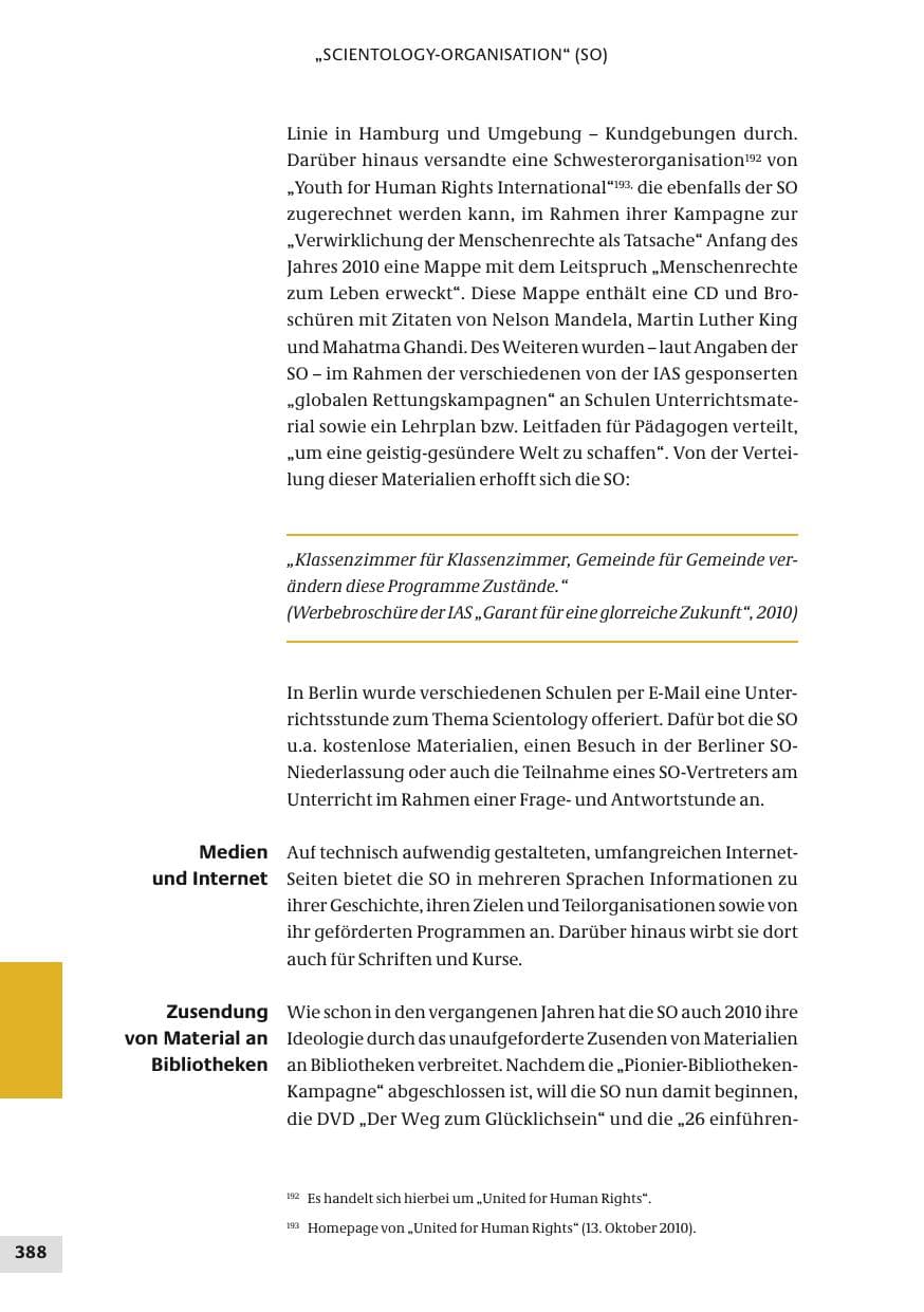 Seite 388 des Verfassungsschutzbericht 2010 Bund