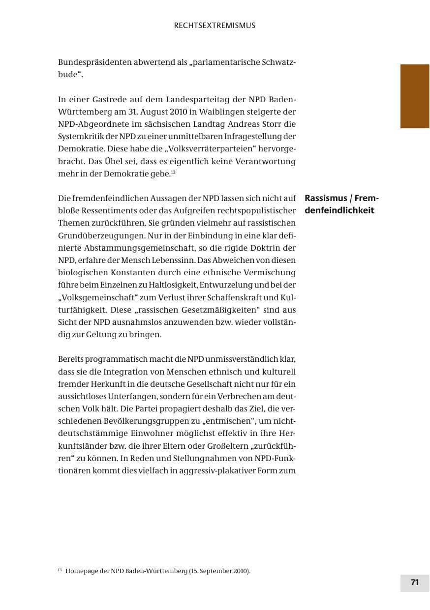 Seite 71 des Verfassungsschutzbericht 2010 Bund