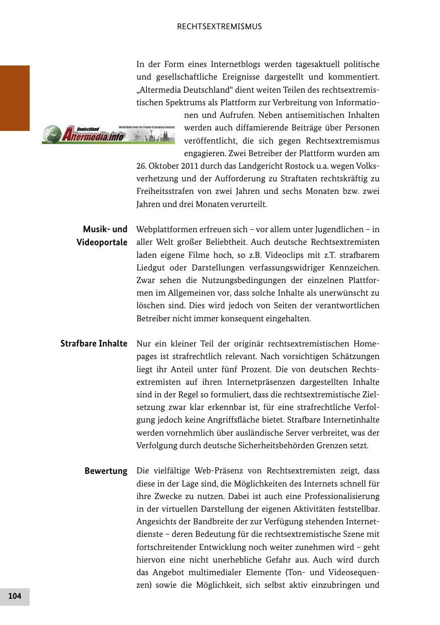 Seite 103 des Verfassungsschutzbericht 2011 Bund
