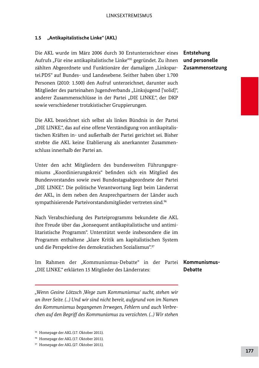 Seite 176 des Verfassungsschutzbericht 2011 Bund