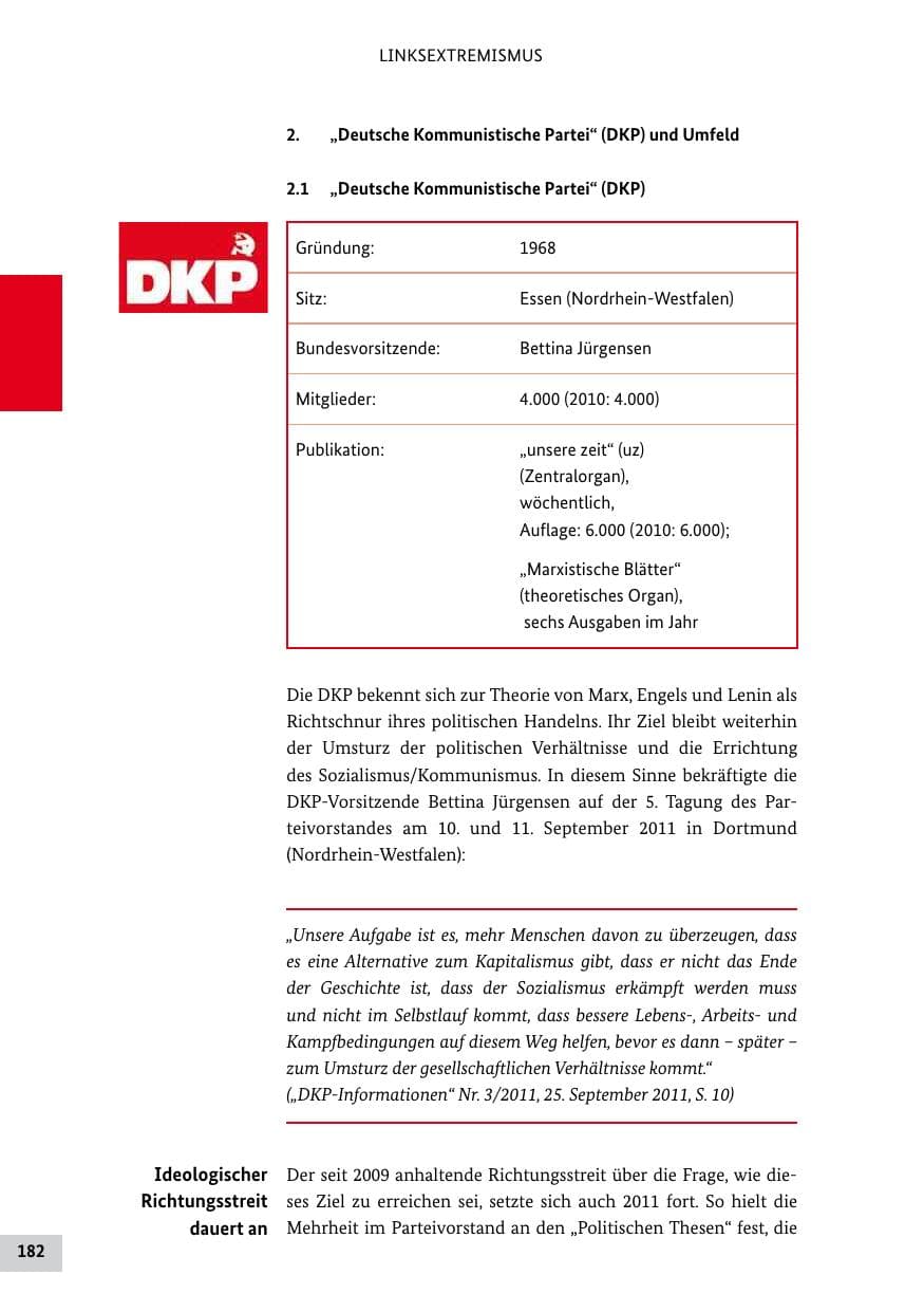 Seite 181 des Verfassungsschutzbericht 2011 Bund
